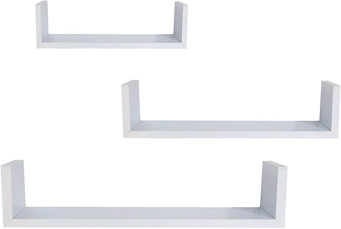 EWEIS HomeWares 3 Floating U Shelves White 1
