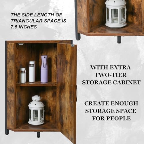 OUTREE Tall Corner Shelf with Doors and Plant Stand