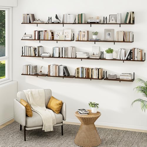 Heimlove Floating Shelves 24 Inch Set of 3 Walnut