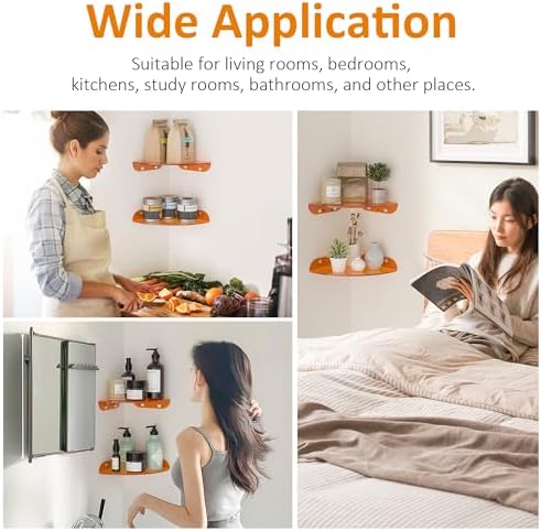 7x7 Inch Floating Corner Shelf Set of 2 Orange Acrylic Wall Mount Organizer