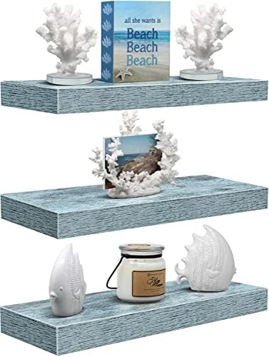 Sorbus Floating Shelves 3 Pack Rustic Blue