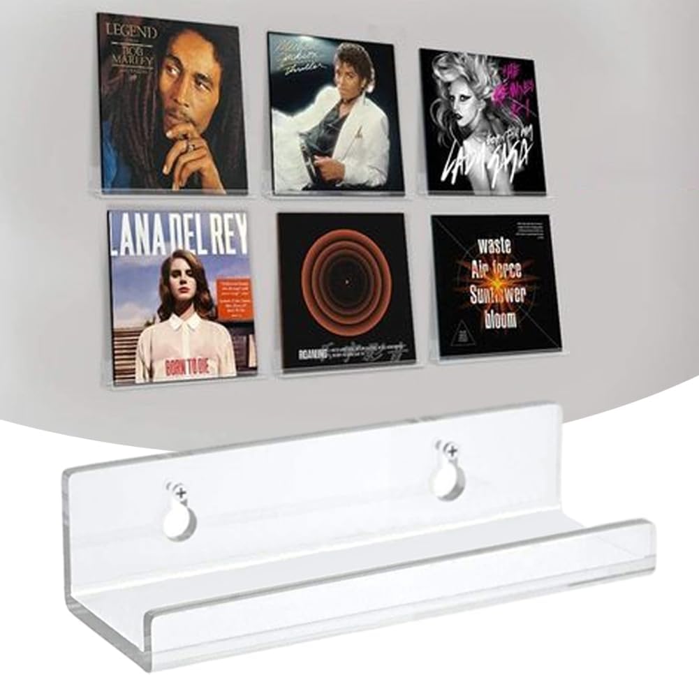 12-Pack 4-Inch Clear Vinyl Record Wall Mount Shelf