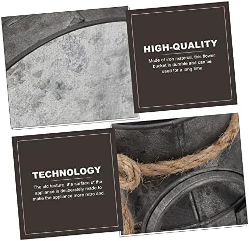 Vaguelly Vintage Iron Flower Bucket Rustic Decorative Vase