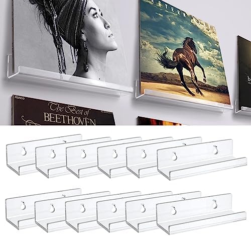 12-Pack 4-Inch Clear Vinyl Record Wall Mount Shelf