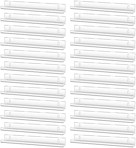 Jetec 24 Pcs Clear Floating Acrylic Shelves for Home Decor