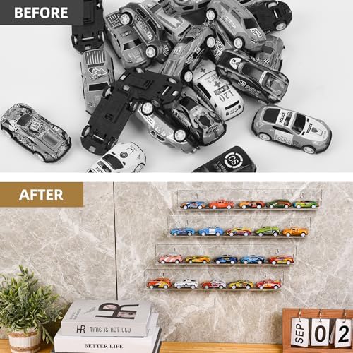 4-Pack 15 Inch Wall Mounted Display Rack for Miniature Toys and Collectibles