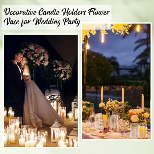 12pcs Clear Glass Cylinder Vases for Centerpieces and Decorations