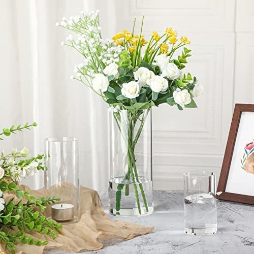 Eaasty 4 Pcs Acrylic Cylinder Flower Vases for Centerpieces and Floating Candles