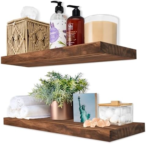 Sorbus Solid Wood Floating Shelves Set of 2