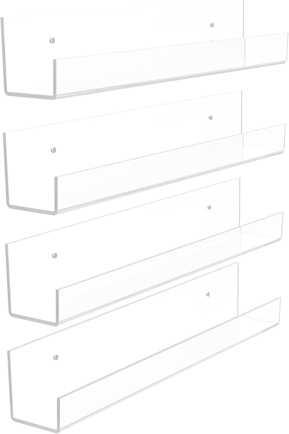 4 Pack Clear Acrylic Floating Shelves for Wall Storage