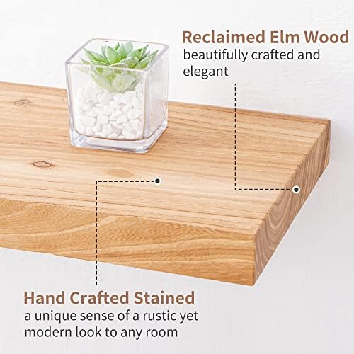 Axeman Reclaimed Elm Floating Wall Shelves 2PCs