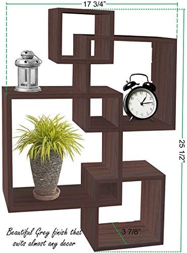Greenco 4 Cube Intersecting Floating Shelves Walnut