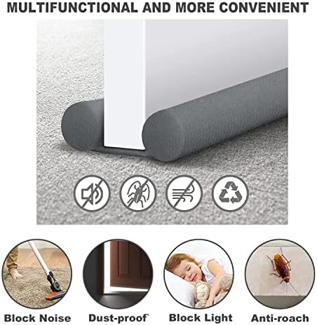 WEXHUG Waterproof Twin Door Draft Stopper Adjustable Size 30 to 36 Gray