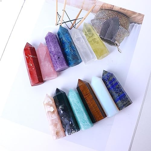 PEKMAR Natural Crystal Tower Rose Quartz Column Amethyst Home Decoration