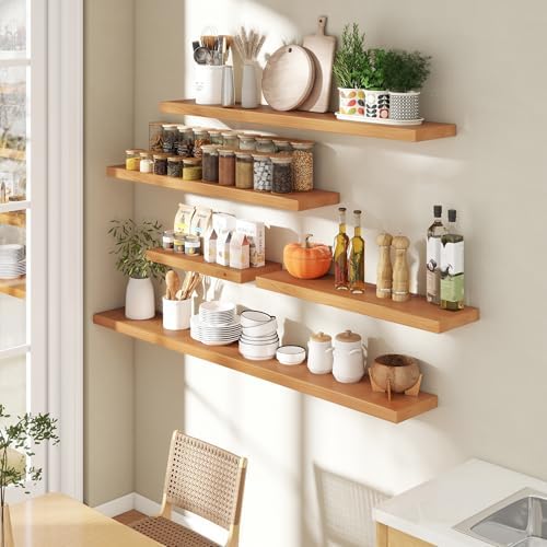 Axeman 24 Inch Floating Shelves Set of 2 Natural Finish