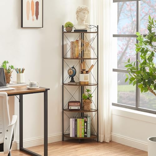 VECELO Corner Cabinet Tall Storage Shelf Bookshelf Display Rack