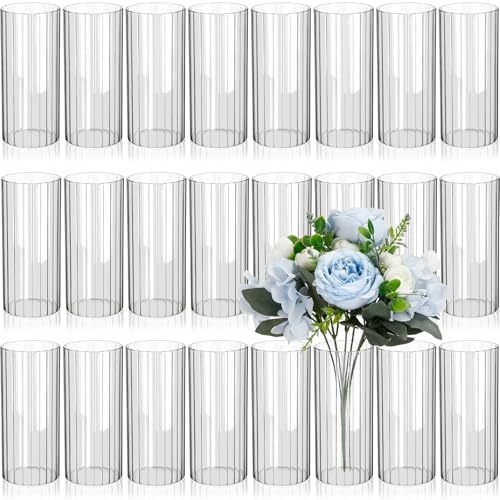24 Pcs Clear Glass Cylinder Vases for Centerpieces and Decor