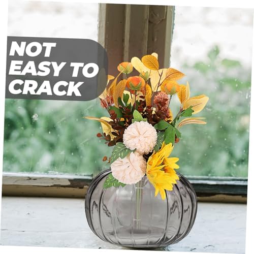 Ciieeo Pumpkin Shaped Glass Vase for Dried Flowers Home Decor