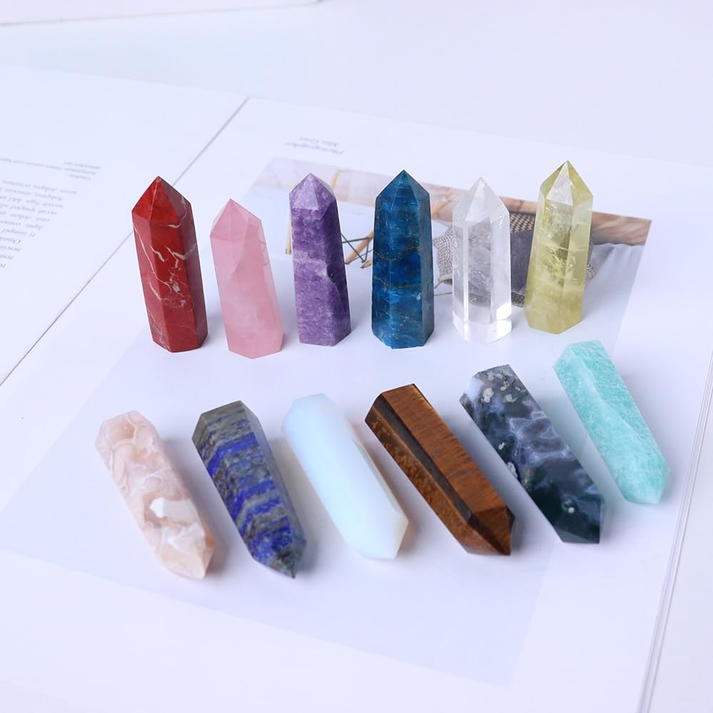 PEKMAR Natural Crystal Tower Rose Quartz Column Amethyst Home Decoration