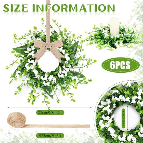 6 Pcs Artificial Forsythia Hanging Wreaths Spring Floral Decor for Front Door