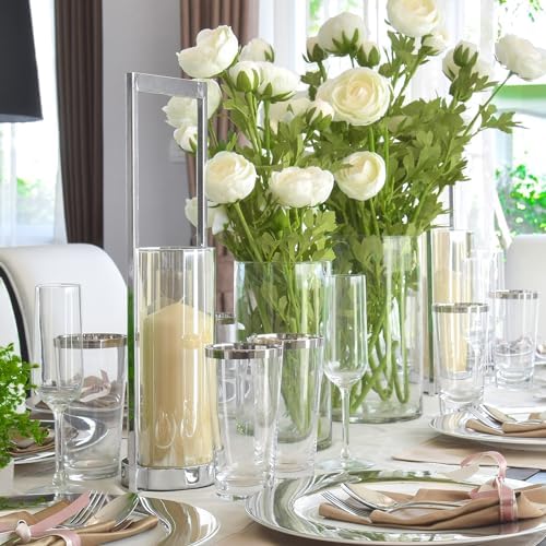 Clear Glass Cylinder Vase 8 H 4 D for Home Decor