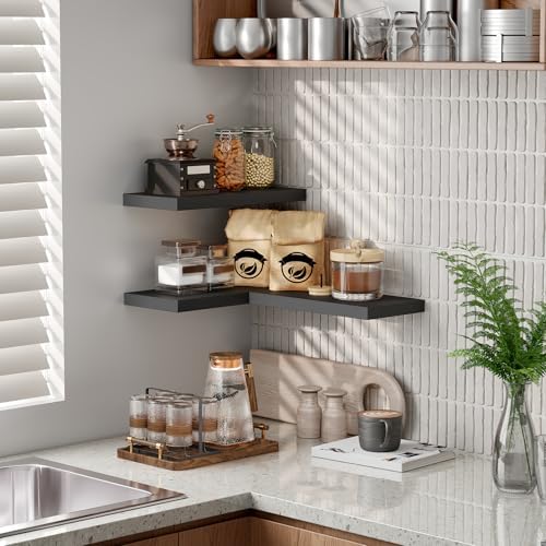 RALGEND Floating Wall Shelf Set of 3 Black