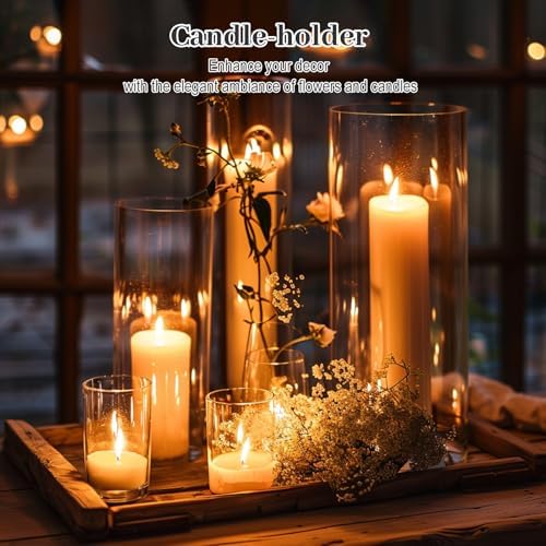 12PCS Clear Cylinder Vases for Centerpieces Wedding Decor