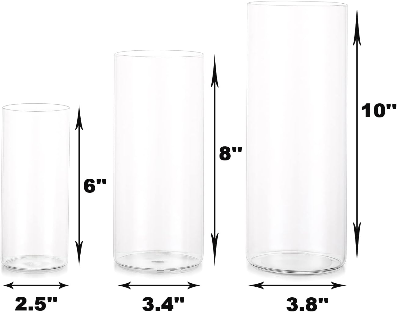Clear Cylinder Vase Set 6Pcs for Centerpieces and Decorations