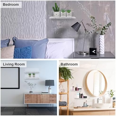 Vinsot 8 Pack Clear Acrylic Floating Shelves for Home Decor