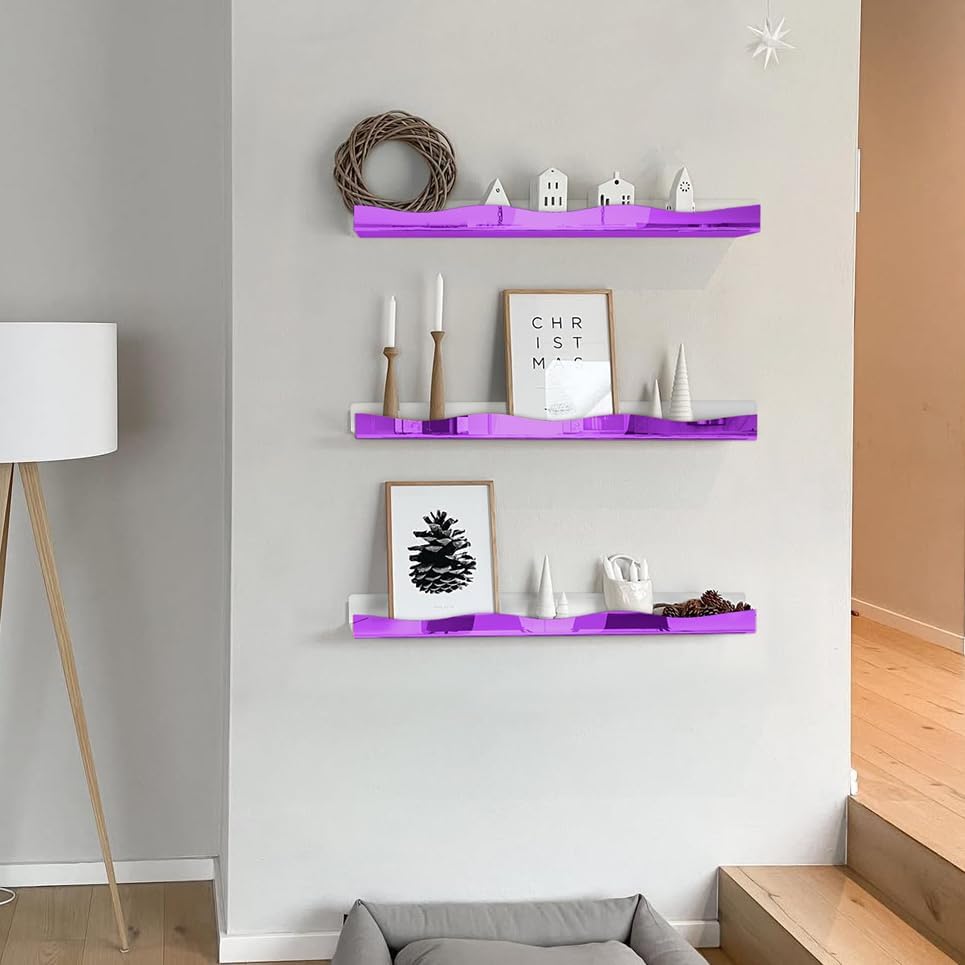 YMVV 157 In Purple Reflective Floating Shelf 4 Pack