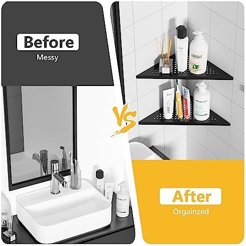 Neodrain 10 Inch Corner Wall Shelf Set of 2 No Drilling