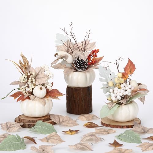 3 Pcs 9 Inch Artificial Pumpkins Fall Decor Centerpieces