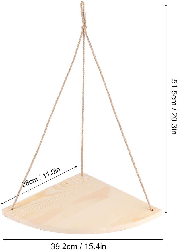 Joyzan Hanging Corner Shelf with Rope Triangle Wood Storage Rack