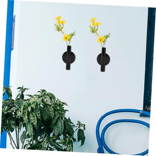 BESTOYARD 2Pcs Wall Mounted Metal Vase for Dried Flowers