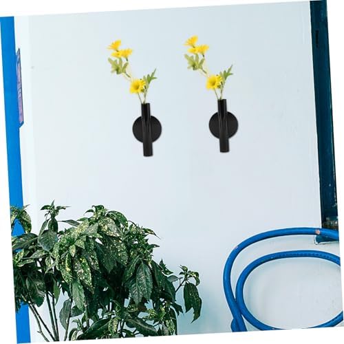 2pcs Modern Wall-Mounted Metal Flower Vases with Tube Design for Home Decor