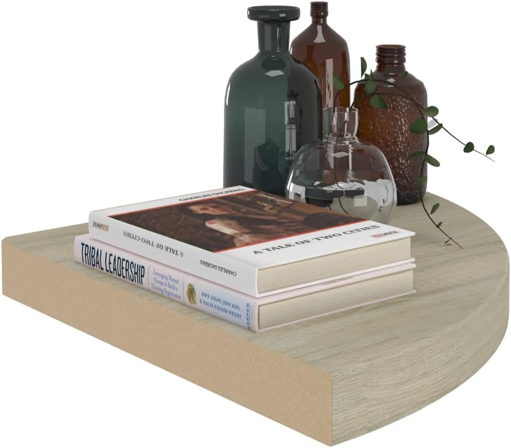 Floating Corner Shelf Oak 138x138x15 MDF for Home Decor