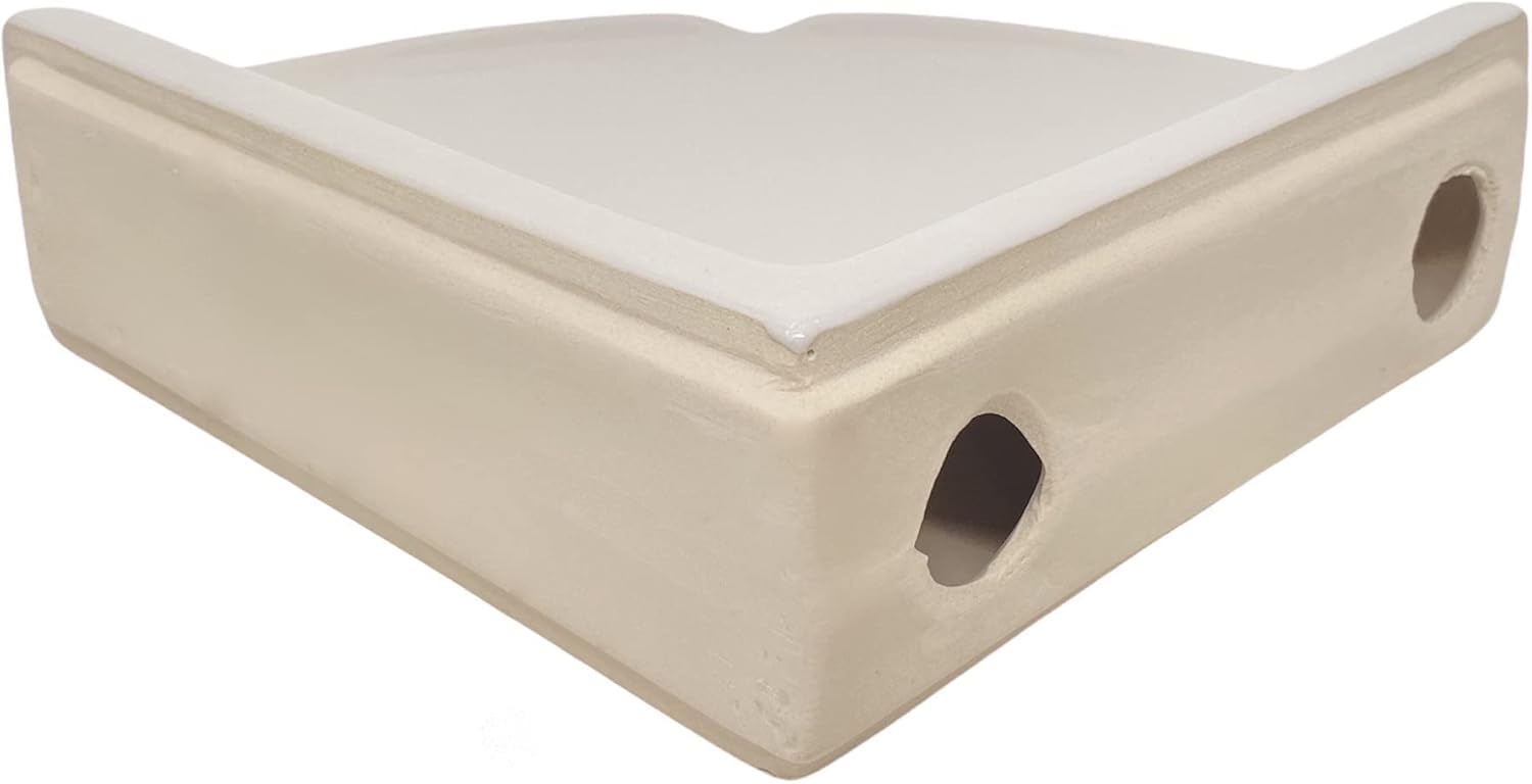 Tenedos Bone Almond Glazed Ceramic Corner Shelf