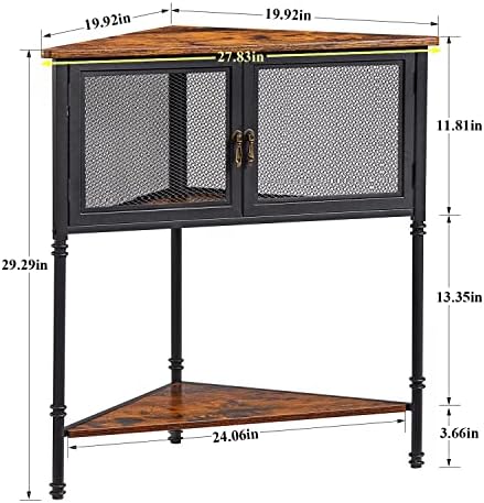 VECELO Corner Cabinet 3-Tier Display Shelves