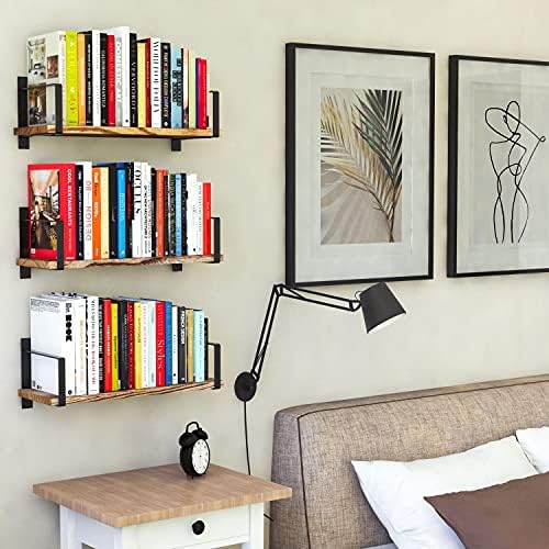 Wallniture Toledo Floating Shelves Set of 3 Burned Finish