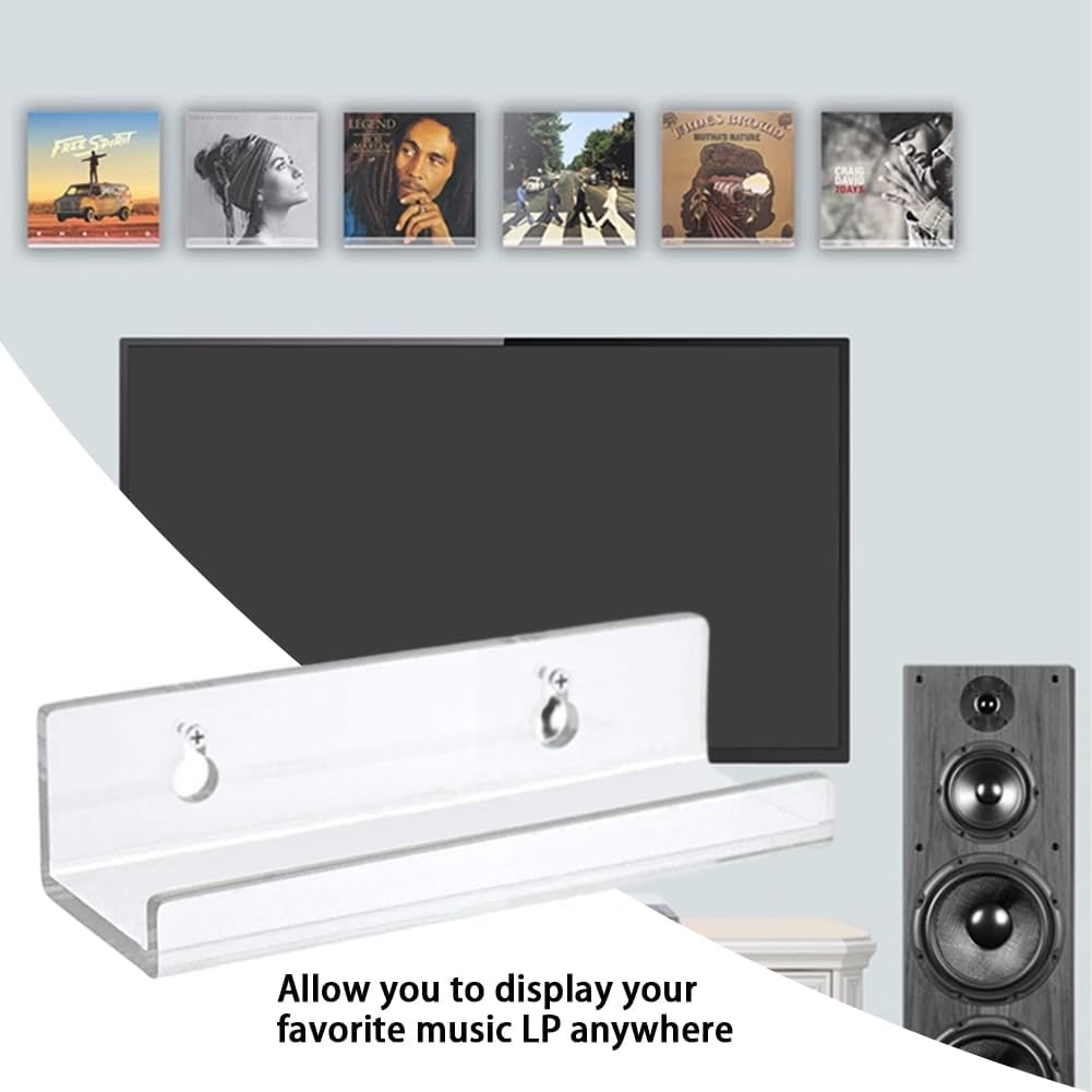 12-Pack 4-Inch Clear Vinyl Record Wall Mount Shelf