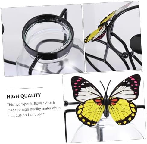 PRETYZOOM Pedicab Glass Hydroponic Vase with Iron Holder