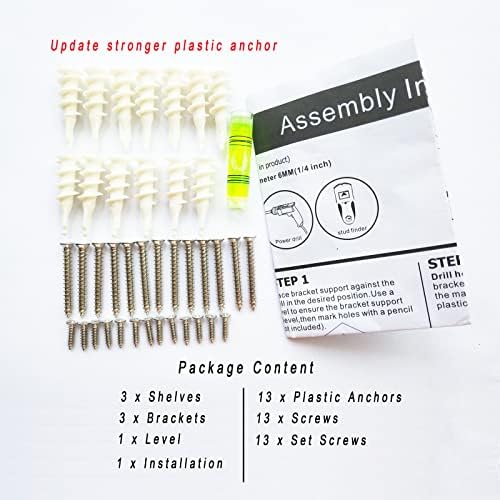 HAO Floating Corner Wall Shelves Rustic Diamond Shape Set of 3 Carbonized Black