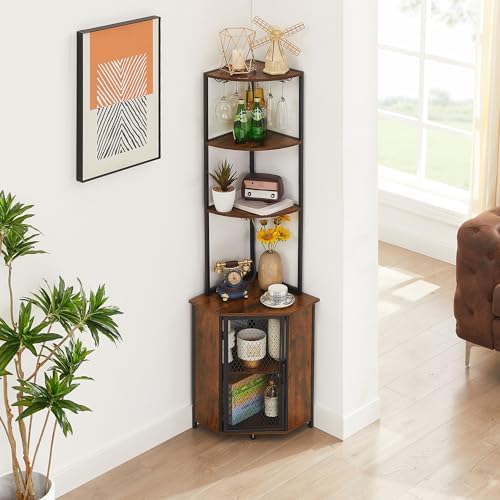 VECELO Corner Cabinet Tall Storage Shelf Bookshelf Display Rack 1