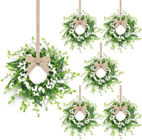 6 Pcs Artificial Forsythia Hanging Wreaths Spring Floral Decor for Front Door
