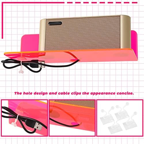 Weysat Floating Shelves 9 Inch Acrylic Wall Decor 4 Pcs Fluorescent Pink