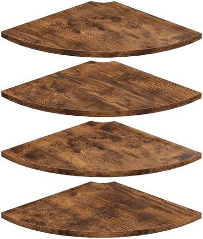 Homode Corner Wall Shelf 12 Inch Wide Rustic Brown Floating Shelves Set of 4
