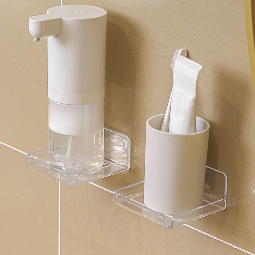 2 Pack Clear Acrylic Floating Shelves Wall Mounted Display Shelves for Home Office Bathroom No Drill Adhesive Shelves