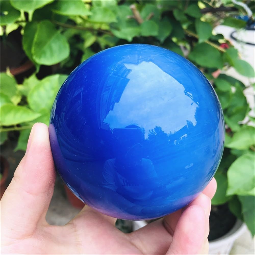 KatLin Natural Quartz Deep Blue Cat Eye Healing Crystal Sphere