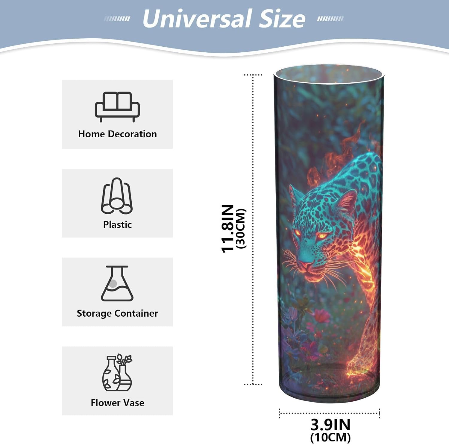 Turquoise Flash Leopard Plastic Vase 118x39 Inch