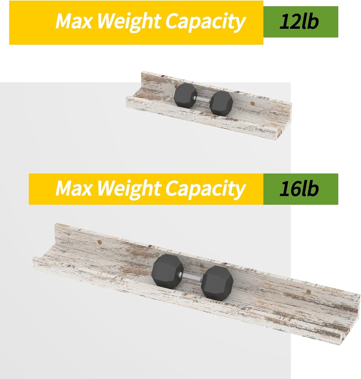 Lyeasw Rustic White Floating Shelves Set of 5